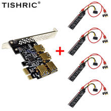 Адаптер TISHRIC от 1 до 4, PCI-Express слот, 1X до 16X, расширитель USB 3,0 PCIE, карта расширения, внешняя карта для майнинга BTC 2024 - купить недорого