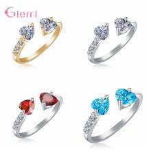 New Fashion Jewelry Genuine 925 Sterling Silver Wedding Rings Female Crystal Open Finger Rings Anniversary Jewelry Adjustable 2024 - buy cheap