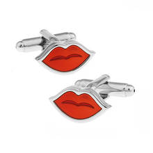 French Shirts Cuff Buttons Personality Red Lips Shape Novelty Cuff Links Fashion Mens and Womans Jewelry Gifts 2024 - buy cheap