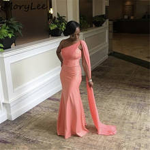 Mermaid Bridesmaid Dresses One Shoulder Floor Length Sweep Train Mermaid Satin Pleated Wedding Party Bridemaid Dresses 2024 - buy cheap