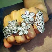Big Flower 925 Sterling Silver ring Oval AAAAA cz Stone Luxury Engagement Wedding Band Rings for women Bridal Statement Jewelry 2024 - buy cheap