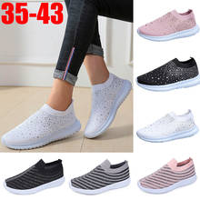 New Women Sports Sneakers Crystal Socks Sneakers Summer Slip On Sock Walking Shoes Lightweight Bling Jogging Zapatillas Mujer 43 2024 - buy cheap