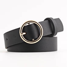 Sexy Leather Punk Harajuku Belt Big Round buckle Golden Sliver Metal Hoop belt strap for woman jeans belt Feminine SE49 2024 - buy cheap