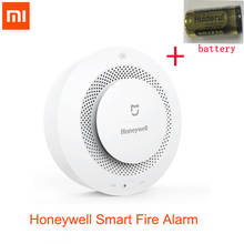 Xiaomi-sensor de fumaça mijia mel, original, alarme inteligente, som progressiva, sensor fotoelétrico de fumaça, conexão remota, app mi com bateria 2024 - compre barato