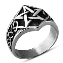 New Retro Knot Gothic Stainless Steel Pentagram Star Pagan Rings Men's Fashion Round Ring Accessories Party Biker Jewelry 2024 - buy cheap