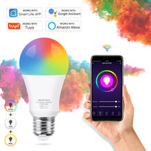 Tuya WiFi Smart Light E27 15W LED Lamp RGB+White+Warm White Work with Alexa/Google Home Dimmable Timer Function RGB LED Bulb 2024 - buy cheap