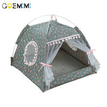 Portable Foldable Pet Dog Tent House Breathable Print Pet Cat House with Net Outdoor Indoor Mesh Cat Small Dog Tent House 2024 - buy cheap