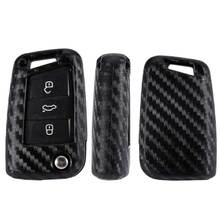 Carbon Fiber Car Key Case For Volkswagen for VW Polo Golf 7 MK7 Tiguan passat For Skoda Octavia Kodiaq Karoq For Seat Ateca Leon 2024 - buy cheap