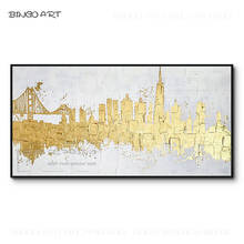 Excellent Artist Hand-painted High Quality Abstract Modern City Oil Painting on Canvas Golden Foil New York City Oil Painting 2024 - buy cheap