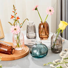 Скандинавская маленькая стеклянная ваза, Современная прозрачная ваза в стиле модерн для гидропоники, террариума, цветов, украшение для дома 2024 - купить недорого