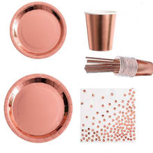 Rose Gold Foil Paper Plates/Napkins/Cups/Straws Tableware for Baby Shower Birthday Anniversary Weddings Christmas Party Supplies 2024 - buy cheap