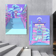 WTQ Cute Cartoon House Street Moon Car Modern Retro Poster Canvas Painting Anime Posters Wall Decor Wall Art Picture Home Decor 2024 - buy cheap