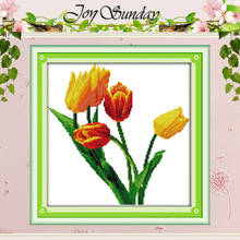 Kits de bordado de punto de cruz, pintura de flor de tulipán 11CT 14ct hecha a mano, punto de cruz chino, costura 2024 - compra barato