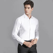 2021 New High Quality Business Dress Shirts for Men  Mercerized Cotton Invisible Placket Solid Color Long Sleeve Cufflink 2024 - buy cheap