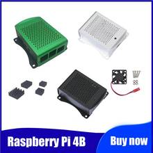 Novo! Framboesa pi 4b alumínio caso gabinete de metal com dissipador de calor + ventilador para raspberry pi 4 modelo b compatível com raspberry pi 4b 2024 - compre barato