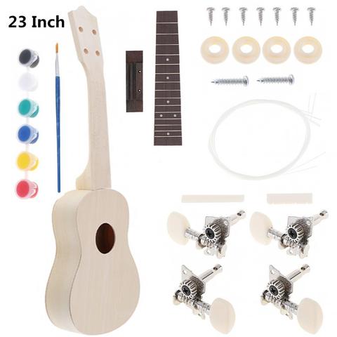 23 дюймов Красивая Гавайская Гитара DIY Kit палисандр гриф Гавайская гитара для картина ручной работы родители-ребенок кампании 2022 - купить недорого