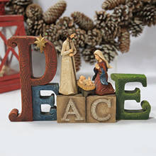 Nativity Scene Statue Baby Jesus Christmas Crib Figurines Miniatures Ornament Peace Letter Resin Crafts Church Gift Home Decora 2024 - buy cheap