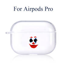 Funda divertida de payaso joker para Airpods pro 3, funda de auriculares inalámbricos con Bluetooth, transparente, suave, TPU, protección de auriculares 2024 - compra barato