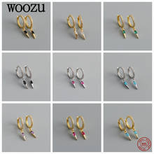 WOOZU Genuine 925 Sterling Silver Simple Fashion Blue Zircon Charm Drop Earrings For Women Korean Party Punk Rock Jewelry Gift 2024 - buy cheap