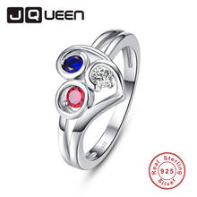 Genuine 925 Sterling Silver Red White And Blue Three-color Heart Ring Brand Jewelry Classic Ring Sapphire Jewelry Love Rings 2024 - buy cheap