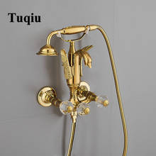 Tuqiu Bathtub and Shower Faucet Set Wall Mounted Gold Swan Bathtub Faucet, Bathroom Cold and Hot Bath and Shower Mixer Tap Brass 2024 - buy cheap