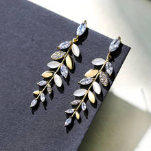 Fashion Elegant Leaves Drop Earrings Women Jewelry Opal Gem Plant Leaf Earring Female Good Gift Trendy Accessories 2024 - buy cheap