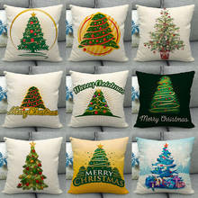 45×45cm Christmas Party Tree Print Pattern Cotton Linen Throw Cushion Cove Pillow Cushion Cover Home Room Sofa Decor Pillowcase 2024 - buy cheap