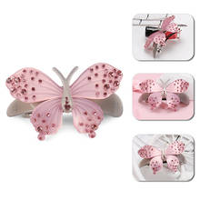 Korean Acrylic Cute Butterfly Hair Clips Pink Rhinestone Hair Barrette Butterfly Hair Accessories 2024 - buy cheap