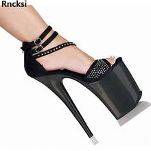 Rncksi nova sapatos femininos sexy pólo sapatos de dança 20 cm saltos altos sapatos de salto preto sandálias modelo sapatos de dança 2024 - compre barato