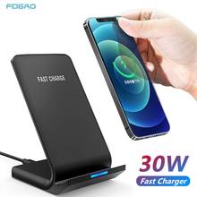 FDGAO Qi Wireless Charger Stand 30W Fast Charging Dock Station Phone Charger For Samsung S9 S10 S20 iPhone 12 11 Pro XR XS X 8 2024 - buy cheap