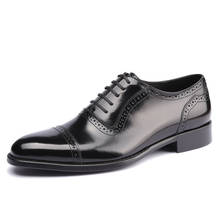 Zapatos de cuero de vaca para hombre, zapatos de vestir de negocios a la moda, zapatos Brogue tallados de cuero genuino 2024 - compra barato