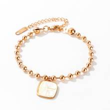 New Arrival Fashion Beaded Chain Pearl Shell  Square Pendant  Bracelet Titanium Steel Jewelry Woman Gift Not Fade Drop Shipping 2024 - buy cheap