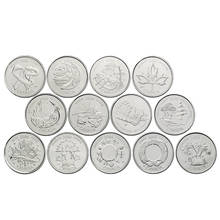 Conjunto de 13 moedas do canadá, 25 centavos de dólar, nova edição original unc, 2000 original, com folheto 2024 - compre barato