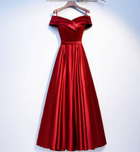 Vestido de cetim feminino, vestido longo de baile noturno com gola em v, vermelho, vinho, noite, vestido largo, festa, festa, 2021 2024 - compre barato
