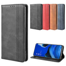 Capa retrô de couro luxuosa com flip, capa retrô fina de 6.5 "com suporte para cartão, capa para oppo reno2 f com flip magnético 2024 - compre barato