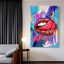 Sexy Red Lips Art Canvas Painting Graffiti Art Posters and Prints Modern Street Wall Art Picture for Living Room Home Decor 2024 - buy cheap