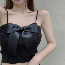 Summer Women Fashion Slim Knitting Camis Tops Girl Front Bowknot Thin Tank Tops Sleeveless T shirts Real Photos 2024 - buy cheap