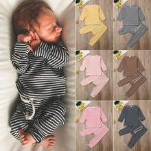 Комплект одежды из 2 предметов для новорожденных и маленьких мальчиков и девочек, футболка, Топы + штаны, комплект одежды 2024 - купить недорого