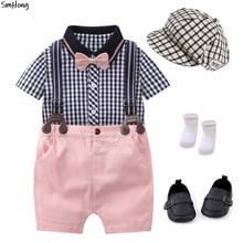 Boys Bodysuit+Overalls+Hat+Sock+Shoes Bow Tie Clothing Sets Baby Outfits Boy Sets Summer Baby Clothes Newborn Infant Baby Gifts 2024 - buy cheap