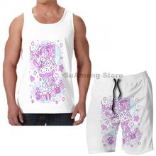 Summer funny print men Tank Tops Women Sweet Sundae Fairy Kei Pastel Kawaii Cute men beach shorts women sets fitness vest 2024 - buy cheap