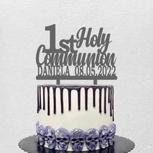 Personalized Communion Cake Topper Custom Name Party Date 1st Holy Communion For Kids Communion Party Cake Decoration Topper 2024 - buy cheap