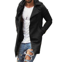 Casaco trench coat masculino com lapela, jaqueta quente casual de manga comprida e de outono 2020 2024 - compre barato