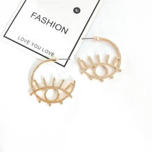 WEISHUOLI jewelry Geometric simple metal glasses eye earrings popular personality exaggerated earrings C word earrings For Women 2024 - buy cheap