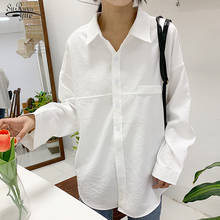 Spring Vintage White Blouse Plus Size Women Long Sleeve Button Women Shirt Tops Casual Loose Cotton OL Ladies Tops Blusas 12538 2024 - buy cheap