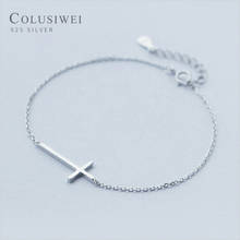 Colusiwei Real 925 Sterling Silver Simple Light Cross Faith Power Lace up Women Link Chain Bracelet Sterling Silver Jewelry Gift 2024 - buy cheap