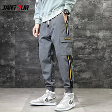 Jantour-pantalones Cargo para hombre, ropa informal masculina a la moda, con bolsillos laterales a la cadera Hop, estilo Harajuku, gris, 2021 2024 - compra barato