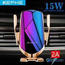 KEPHE-Soporte de teléfono para coche, cargador inalámbrico Qi de 15W, carga rápida, inteligente, para iPhone 11 Pro Max, Samsung 2024 - compra barato