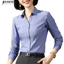 Naviu New Professional Shirt Spring Women Long Sleeve Slim V Neck Blouses Office Ladies Business Work Clothes Tops 2024 - buy cheap