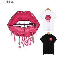 I Love You Lips Patch Iron On Transfer For Clothes Fashion Girl Thermal Sticker DIY Washable T-Shirt Patches Applique On Clothes 2024 - buy cheap