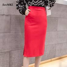 Plus Size Red Skirt Women 2020 Fashion Summer Black Long Skirts Womens High Waist Office Korean Style Elegant Sexy Pencil Skirt 2024 - buy cheap